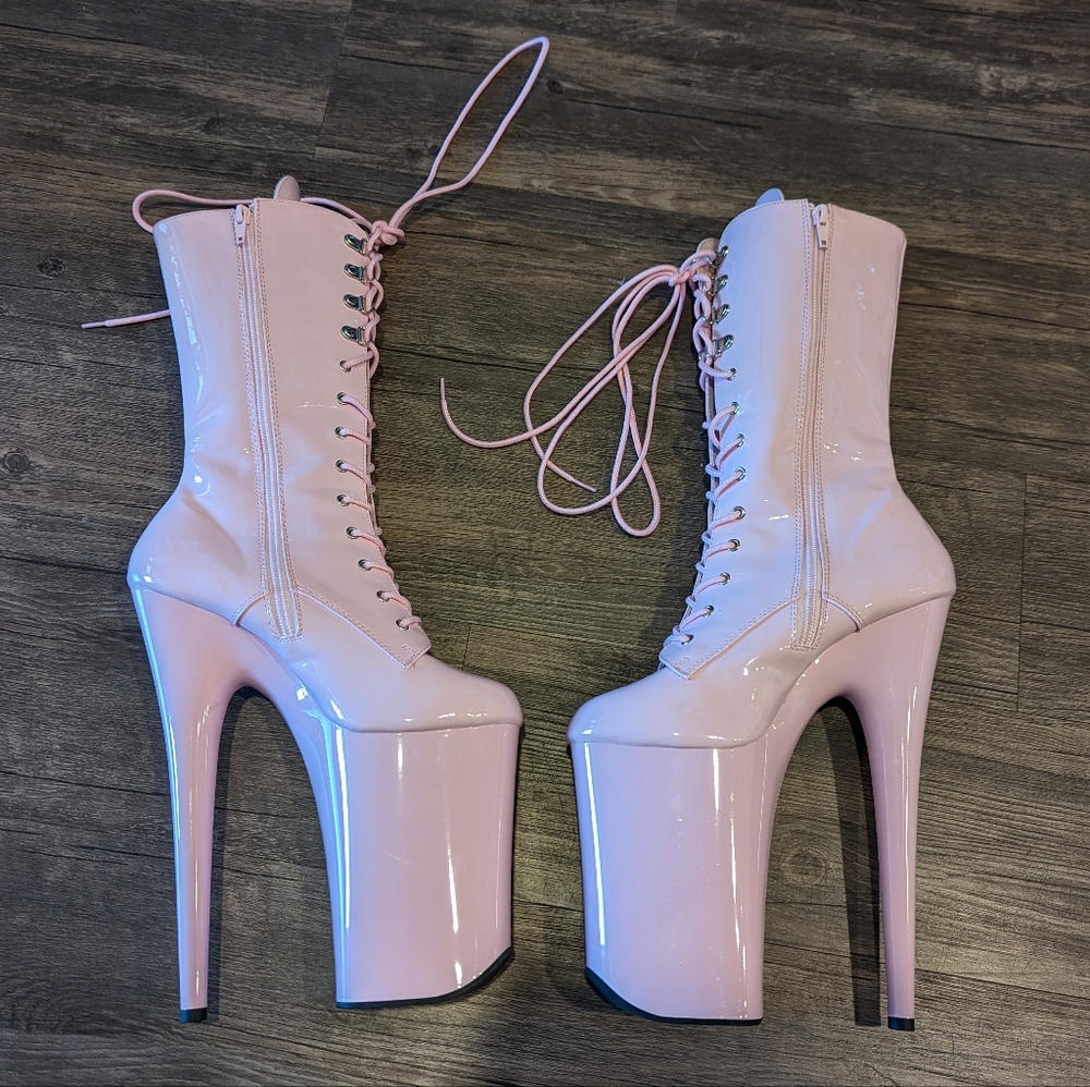 Pleaser sz. 8 pink 9" heel 'Infinity 1050' ankle boots